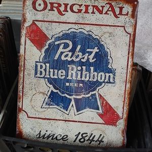 Pabst Blue Ribbon Beer metal sign